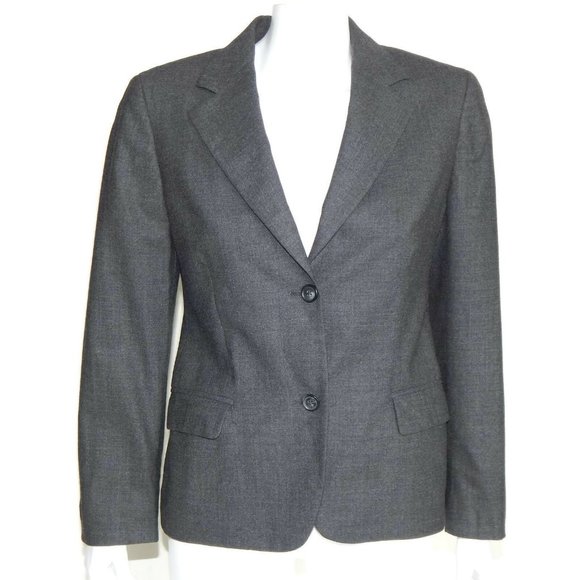 THEORY Blazer Gray Two Button Jacket Wool Career Women's size 8 - Picture 1 of 4